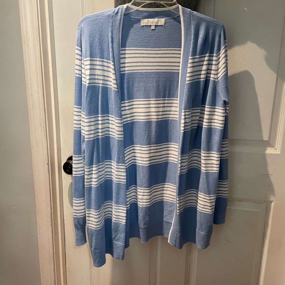 Verve Ami Blue And White Open Cardigan Large New